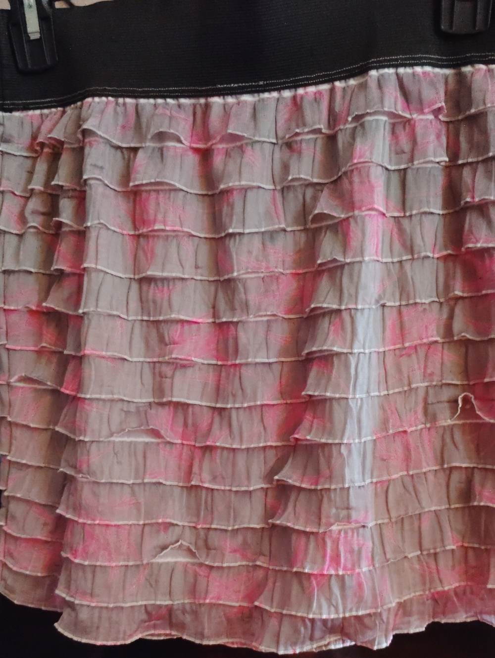 Free People Pink and Grey Ruffle Layered Skirt